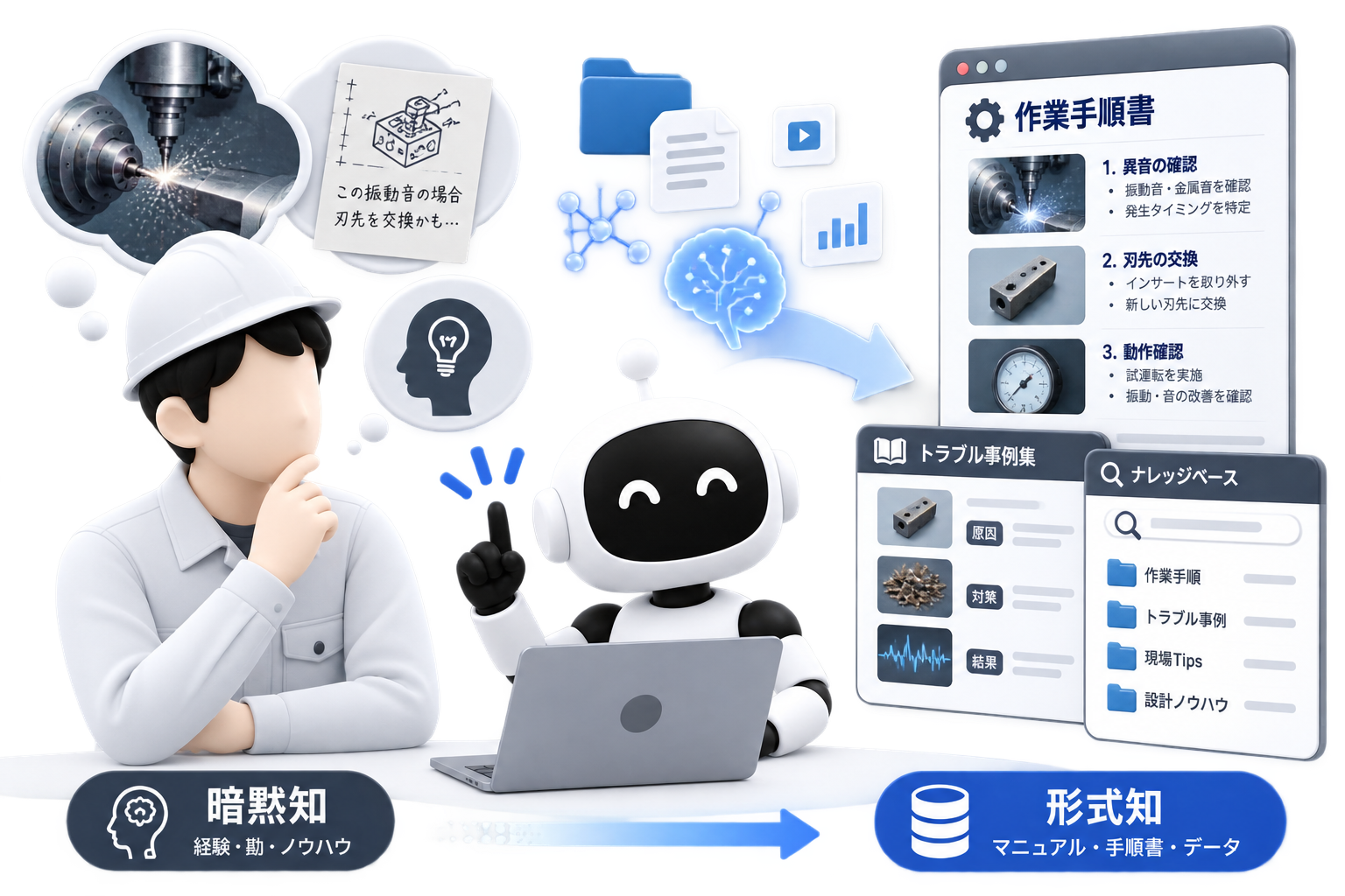 熟練者へのインタビューから、AIがナレッジを蓄積する状態へ