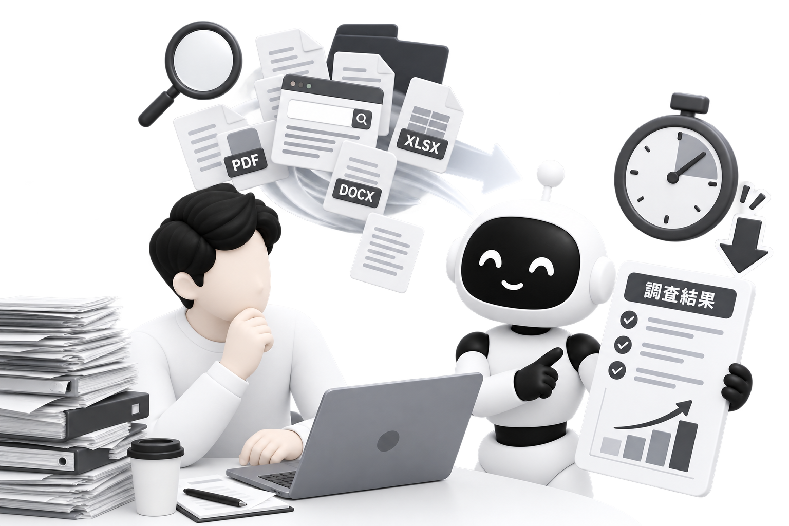 散らばる資料の調査から、AIが根拠つきで即答する状態へ